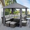 Sekey Garten Pavillon 3x3 m Wasserdicht Stabil Partyzelt, Gartenzelt mit 4 Seitenteile Reißverschluss, 180g/㎡ Polyester, Grau Bild 2