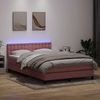 vidaXL Boxspringbett mit Matratze & LED Rosa 160x220 cm Samt 3317324 Bild 1
