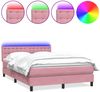 vidaXL Boxspringbett mit Matratze & LED Rosa 160x220 cm Samt 3317324 Bild 2