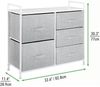 Schmaler Stoff Schrank 5 Schubladen Kommode Aufbewahrung grau/weiß 82cm mdesign Bild 4