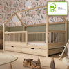Crazy Pine 'Crazy Folly+' Hausbett mit hohem Rausfallschutz, Holz natur, 100x190 cm, mit Schublade Bild 3