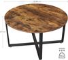 Vasagle Couchtisch rund, Wohnzimmertisch, Sofatisch, Kaffeetisch, stabiles Stahlgestell, einfacher Aufbau, Industrie-Design, Vintagebraun-schwarz LCT88X Bild 5
