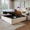 Polsterbett 180x200 cm mit Stauraum und USB-Leselicht, Beige, ohne Matratze Bild 3