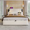 Polsterbett 180x200 cm mit Stauraum und USB-Leselicht, Beige, ohne Matratze Bild 2