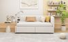 Klassisches Schlafsofa Mid-Century Design Samt Beige 90x200 cm mit 2 Schubladen Stauraum Austauschbare Rückenlehne Lattenrost Inklusive 120kg Tragkraft Elegantes Gästebett Wohnzimmer Sofa Bild 3