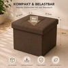 belviona Sitzhocker mit Stauraum, faltbare Sitzbox mit Leinenbezug, gepolsterte Sitzfläche & 40 l Stauraum, 38 x 38 x 38 cm, braun Bild 5
