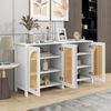 Sideboard mit 4 Türen, Kunst-Rattan, verstellbare Regale, Metallgriffe, MDF, stilvolles Wohnzimmer & Arbeitszimmer Möbel Bild 2