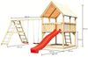 Karibu Spielturm Luis mit Doppelschaukelanbau und Klettergerüst Mit roter Rutsche Bild 2