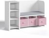 Kinderregal mit Sitzbank Høylandet 76x112x40 cm Weiß/Rosa [en. casa] Bild 2