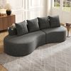 Leinen-Sofa, 4 Kissen, Getränkehalter, Seitentasche, Beige Bild 3