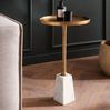 Beistelltisch Marmor Metall 34x34x58cm Gold Weiß Rund Modern Bild 2