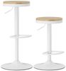 HOMCOM Barhocker mit Stahlgestell, Fußstütze (360° Drehbar Küchenstühle, 2 St, Höhenverstellbar Barstuhl), für Küche, Wohnzimmer, Esszimmer Naturholz+Weiß Bild 2