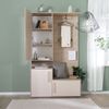 Kompaktgarderobe Entry" mit Spiegeltür, Sitzbank, Stauraum und Kleiderhaken, Cashmere Weiß und Kastanien Dekor" Bild 3