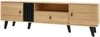 TV-Lowboard aus Spanplatte mit Glas, 2 Türen & Schublade, 170x40x50,5 cm, Natur/Schwarz Bild 5