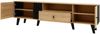 TV-Lowboard aus Spanplatte mit Glas, 2 Türen & Schublade, 170x40x50,5 cm, Natur/Schwarz Bild 3