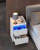 Nachttische 2er Set mit LED-Lichtern, Ladestation und 2 Schubladen, Beistelltisch mit USB-Anschlüssen & Steckdosen, Stilvoll und vielseitig für Wohnzimmer und Schlafzimmer, Weiß Bild 3