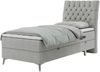 Boxspringbett MILEN, Einzelbett 90x200, Polsterbett mit Multipocket-Matratze und Topper - Hellgrau stoff - rechts - H3 Bild 2