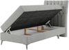 Boxspringbett MILEN, Einzelbett 90x200, Polsterbett mit Multipocket-Matratze und Topper - Hellgrau stoff - rechts - H3 Bild 3