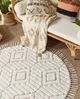 Teppich Baumwolle hellbeige ⌀ 140 cm Fransen HORASAN Bild 3