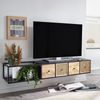 Lowboard Hängend Mango Massivholz / Metall 150 x 25 x 35 cm TV-Schrank Schwarz, Design Fernsehtisch Wiener Geflecht Modern, Fernsehschrank Wand, TV-Kommode Fernsehkommode zum Aufhängen Bild 2