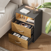CASARIA® Nachttisch mit Schubladen & Beleuchtung Holz Grau Bild 2
