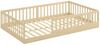 CADANI Kinderbett Timi Bodenbett bis 200 kg belastbar mit abnehmbarem Rausfallschutz (120x200 cm, Montessori Kinder- & Jugendbett aus Kiefer Massivholz), inkl. stabilem Roll-Lattenrost, Natur Bild 2