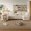 U-förmiges Sofa mit Stauraum Hocker Ladefunktion USB/Type-C Steckdosen,Wohnzimmer Cord-Sofa Beige Bild 2