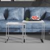2er Set Design Beistelltisch MENTO 50cm weiss hochglanz Edelstahl-Gestell Bild 3