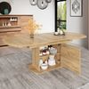 Merax Ausziehbarer ovaler Esstisch, L140/200*W80*H75cm, Esstisch mit Stauraum, Kaffee-Freizeittisch, moderner minimalistischer Esstisch, platzsparender multifunktionaler Esstisch, Eichenfarbe Bild 3
