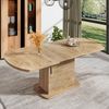 Merax Ausziehbarer ovaler Esstisch, L140/200*W80*H75cm, Esstisch mit Stauraum, Kaffee-Freizeittisch, moderner minimalistischer Esstisch, platzsparender multifunktionaler Esstisch, Eichenfarbe Bild 5