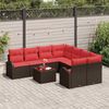 vidaXL Sofa Set mit Kissen 9 pcs Beige und Rot Poly-Rattan 3354653 Bild 3
