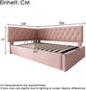 Polsterbett 90×200 cm mit hydraulischem Bettkasten, L-förmiges Kopfteil, Rosa Bild 4