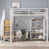 Kinder Hochbett 90x200 Metall mit Eckleiter & Rollregal - Weißes Eisenbett mit Kleiderstange, Sicherheitsgeländer, viel Stauraum Bild 3