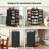 Hochschrank MDF LED-Sensorlicht Küchen- Schrank Aufbewahrung minimalistisch Wohnzimmer,Schwarz Bild 5