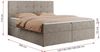 Boxspringbett, Doppelbett Matratze und Topper, Polsterbett - CENTOS - 200x200cm - Grau Velours - H3 Bild 5