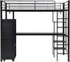 Etagenbett mit Schreibtisch & Kleiderschrank, 90x200 cm, Schwarz, ohne Matratze Bild 5