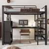 Etagenbett mit Schreibtisch & Kleiderschrank, 90x200 cm, Schwarz, ohne Matratze Bild 3