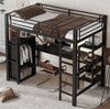 Etagenbett mit Schreibtisch & Kleiderschrank, 90x200 cm, Schwarz, ohne Matratze Bild 2