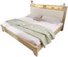 Polsterbett 160×200 cm aus Cordstoff und Holz mit LED-Beleuchtung und Matratze, beige Bild 5