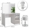 Schminktisch Marla Weiß Hochglanz 120 cm mit Spiegel, Hocker, LED-Lichterkette Vicco Bild 3