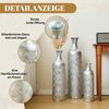 LVHOM 3er Set Bodenvase, Große Vasen aus Metall mit Rillenmuster, Dekovase für Trockenblumen, Höhen 50/66/83 cm, Vasen Set für Wohnzimmer, Flur und Büro, Silber Bild 3