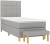 vidaXL Boxspringbett mit Matratze Stoff Hellgrau 90x190 cm, Härtegrad: H2 [3137117] Bild 3