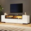 TV-Schrank 180 x 40 x 48 cm in Weiß, Hochglanz-Front mit LED-Beleuchtung und Schublade Bild 4