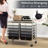 Rollwagen mit 12 Stapelbaren Schubladen & Ablagefläche Schubladenwagen Rollcontainer Badrollwagen Gemischt Schwarz Bild 5