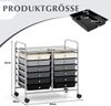 Rollwagen mit 12 Stapelbaren Schubladen & Ablagefläche Schubladenwagen Rollcontainer Badrollwagen Gemischt Schwarz Bild 2