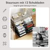 Rollwagen mit 12 Stapelbaren Schubladen & Ablagefläche Schubladenwagen Rollcontainer Badrollwagen Gemischt Schwarz Bild 3