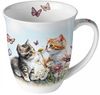 Ambiente Luxury Paper Products Becher Porzellan, Kätzchen, Garten, Katze, Katzen Kollektion, 1-tlg, Porzallan Mug 0,4 L Kätzchen im Blumenfeldtasse, Blumen - Pflanzen, Tiere Motiv, Blumen, Pflanzen, Tiere. ideal als Geschenk Bild 3