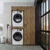 Roomart Waschmaschinenschrank & Trocknerschrank – SERIE DUO-I- 127 cm breit - Trockner auf Waschmaschine – Waschturm / Überbauschrank für Waschküche & Hauswirtschaftsraum – • Eiche Bild 4