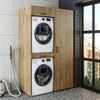 Roomart Waschmaschinenschrank & Trocknerschrank – SERIE DUO-I- 127 cm breit - Trockner auf Waschmaschine – Waschturm / Überbauschrank für Waschküche & Hauswirtschaftsraum – • Eiche Bild 2