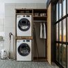 Roomart Waschmaschinenschrank & Trocknerschrank – SERIE DUO-I- 127 cm breit - Trockner auf Waschmaschine – Waschturm / Überbauschrank für Waschküche & Hauswirtschaftsraum – • Eiche Bild 5